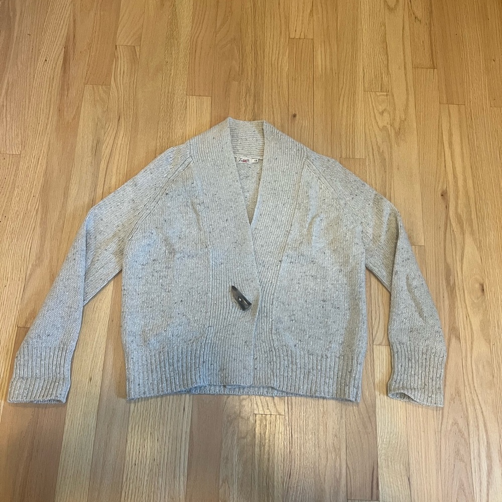 Faherty Light Gray  Wool Women's Cardigan Sweater